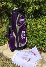 Autographed Pin Flags & TCU Golf Carry Bag 195//280